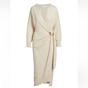 Jonathan Simkhai Evalynn wrap dress size small wool cashmere blend